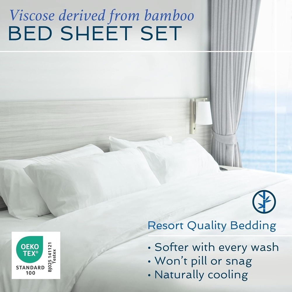 Hotel Sheets Direct 100% Viscose Derived from Bamboo Sheets Set Twin - Coolin... - Picture 2 of 10
